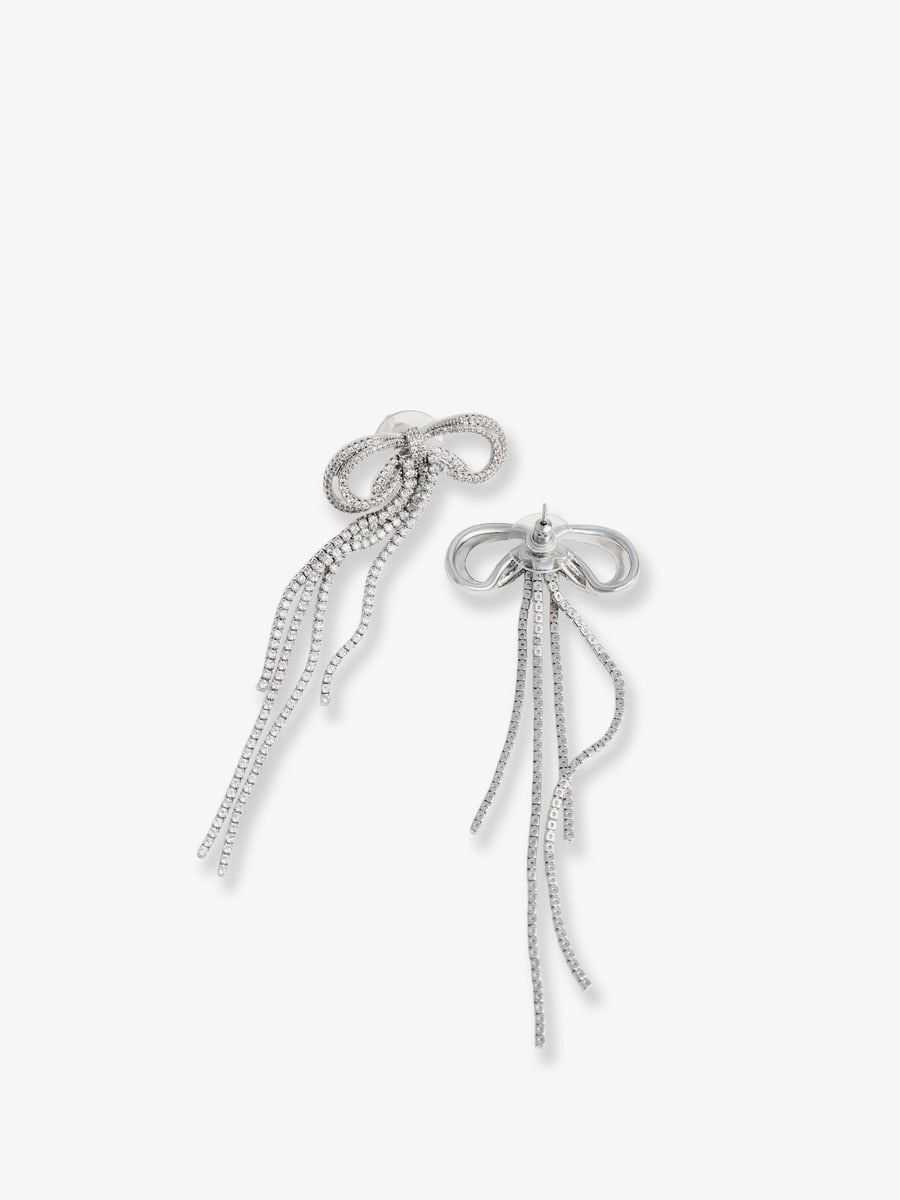 self-portrait Double Crystal Bow Earrings, view 2