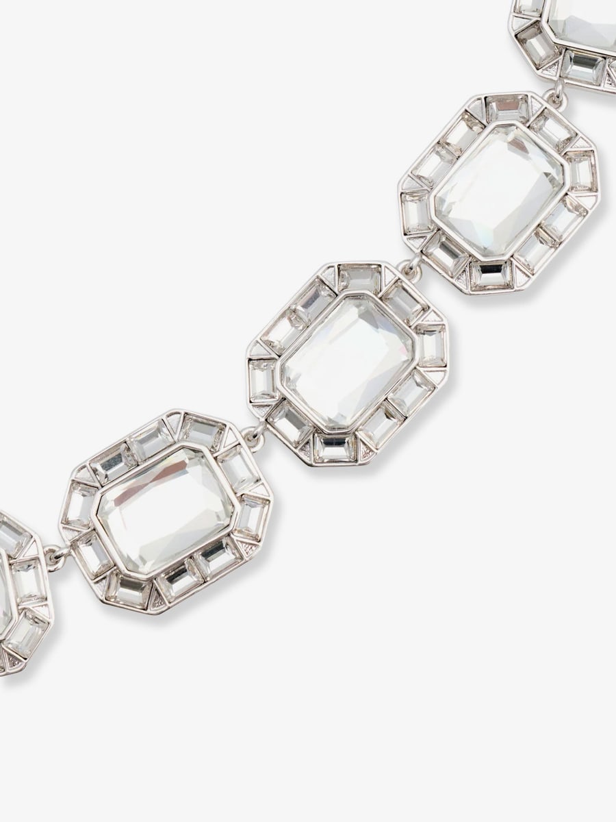 self-portrait Silver Crystal Necklace, view 3