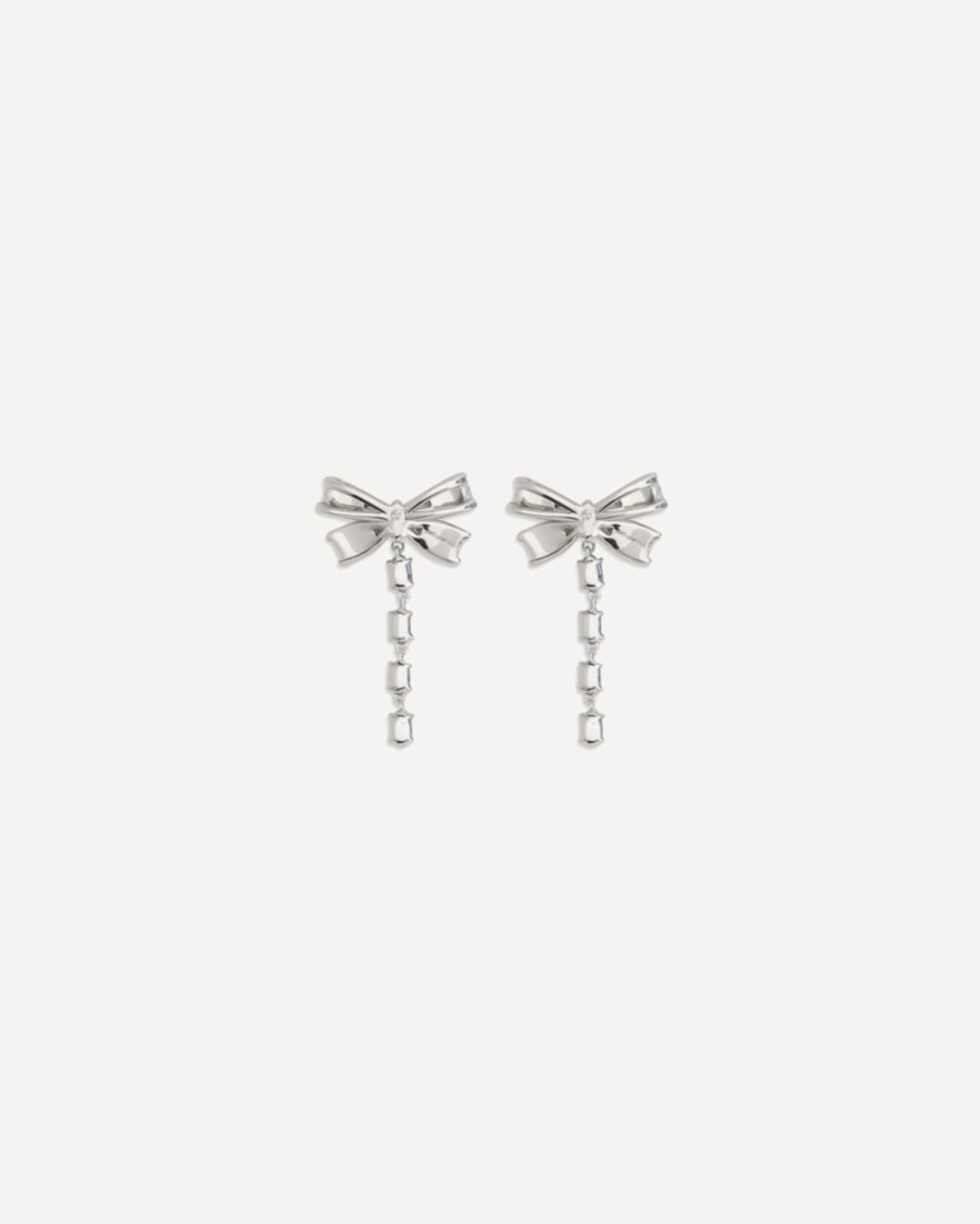 self-portrait Crystal bow drop Earrings, view 4