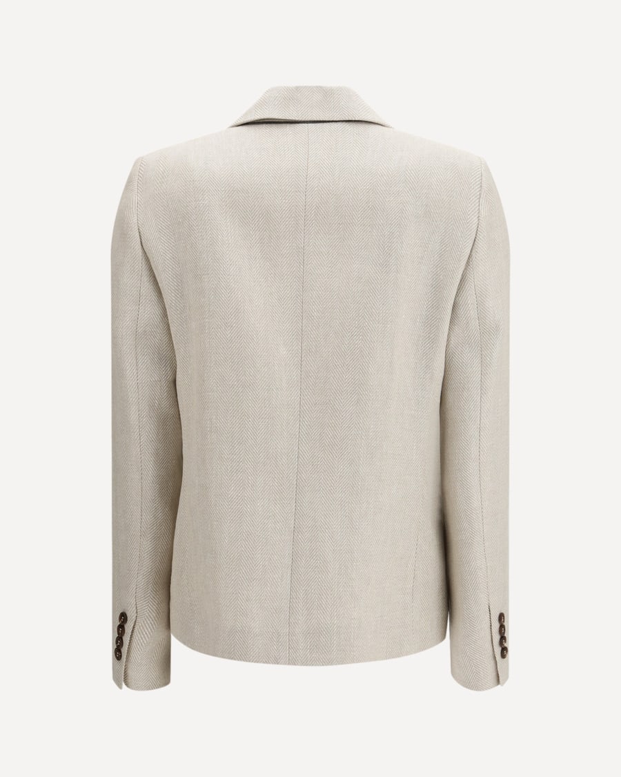 Brunello Cucinelli Button Herringbone Blazer, view 4