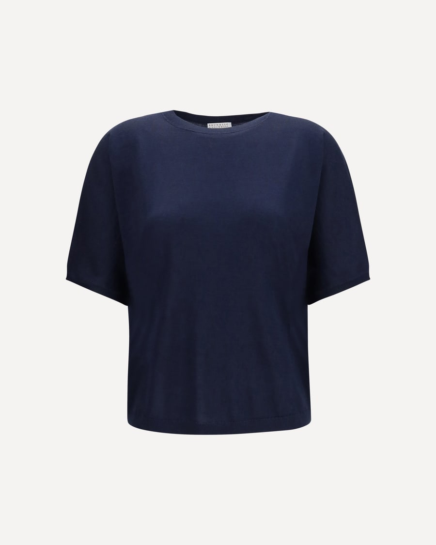 Brunello Cucinelli Short-sleeve cashmere and silk Sweater, view 3