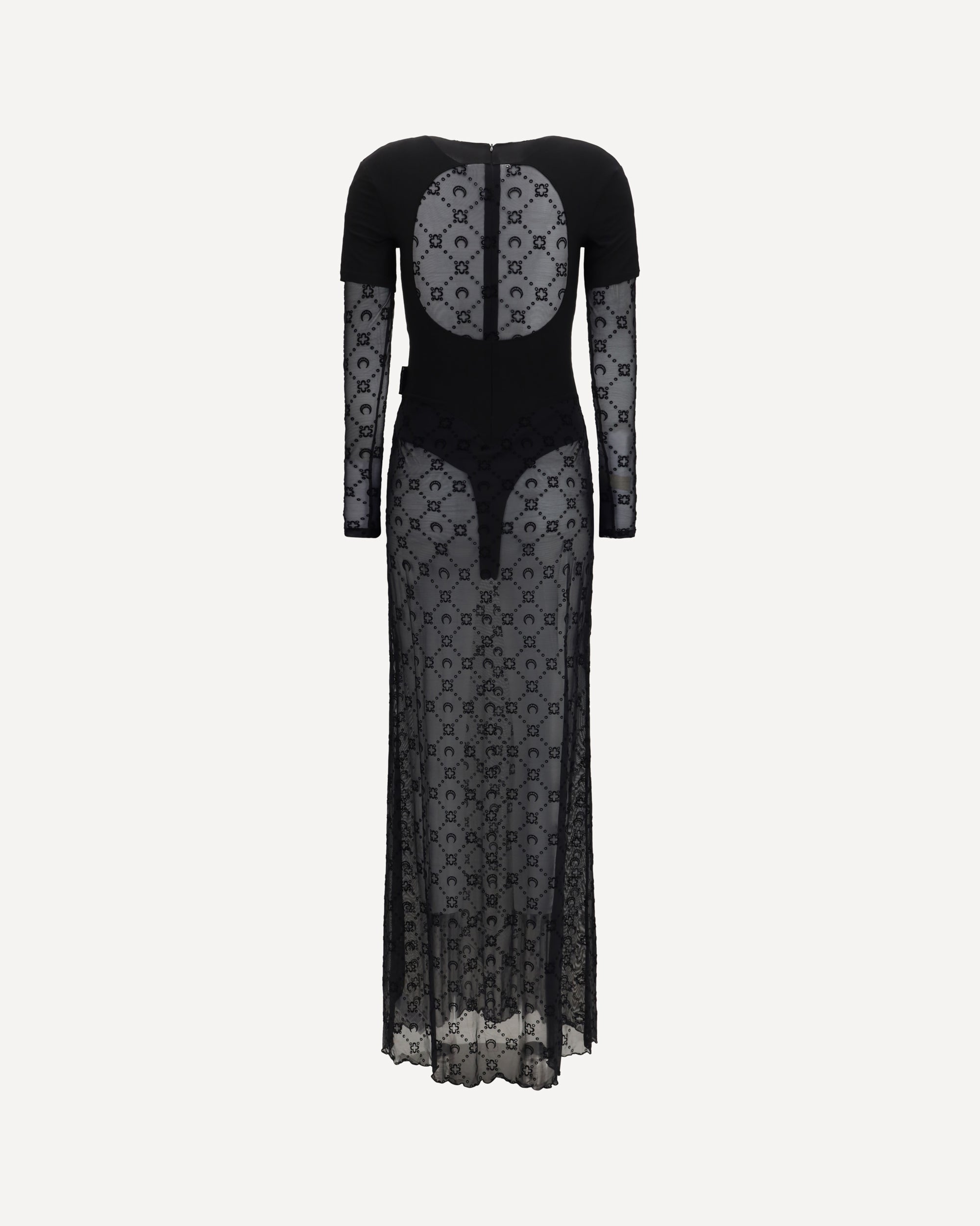MARINE SERRE Layered long Dress in jersey and mesh, view 2