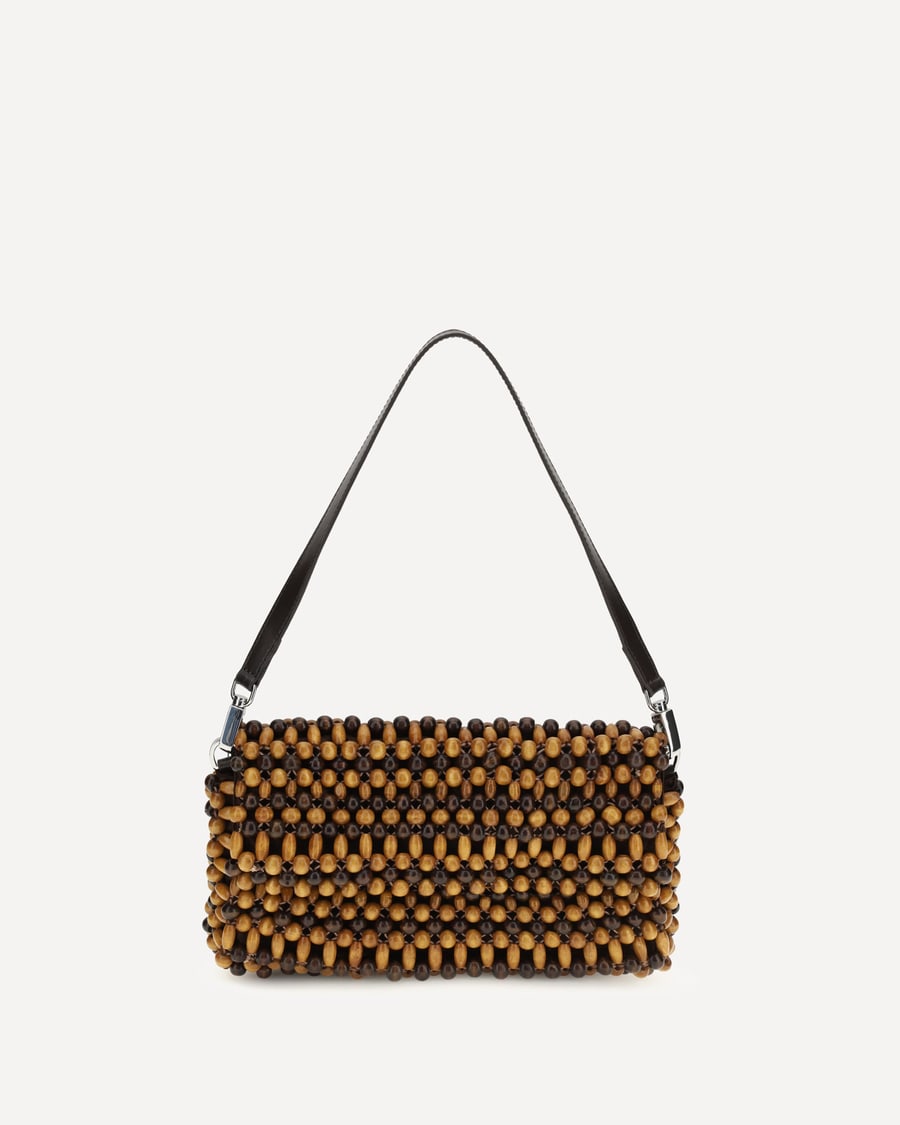 STAUD Timmy Shoulder Bag Multi Wood Beads