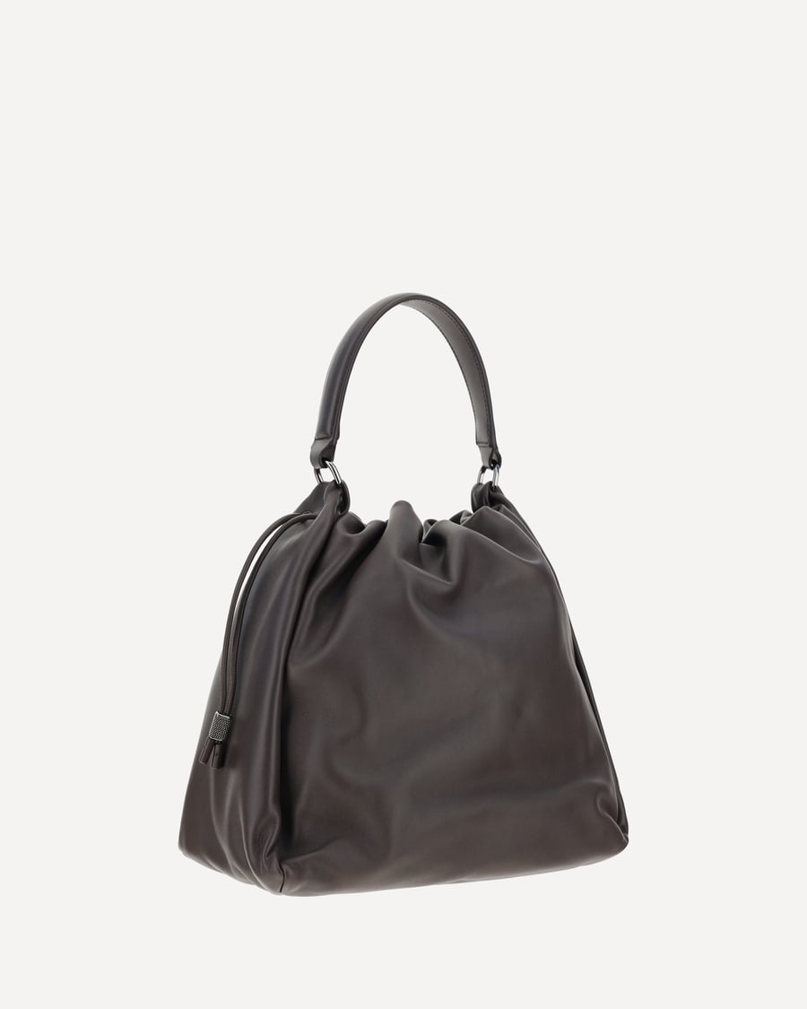 Brunello Cucinelli Leather Shoulder Bag, view 2