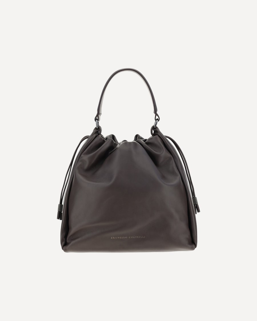 Brunello Cucinelli Leather Shoulder Bag, view 3