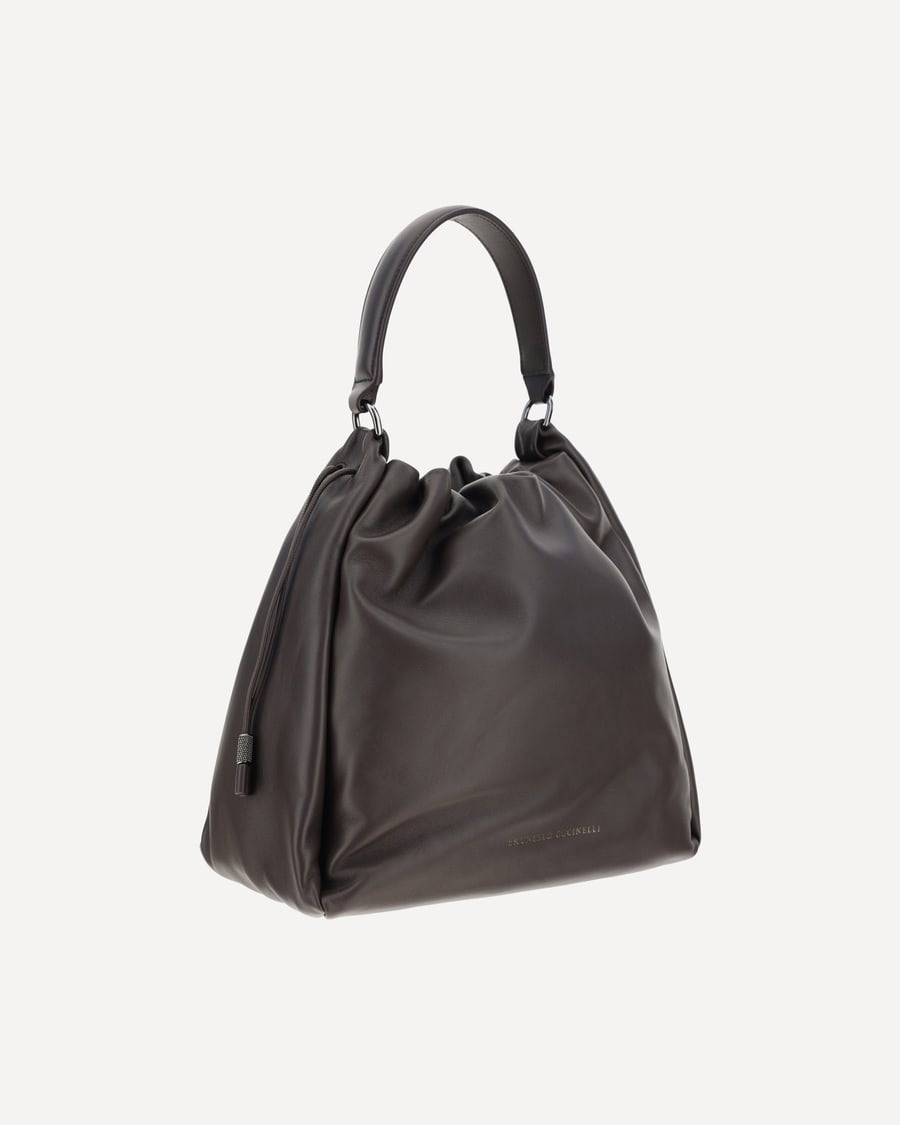 Brunello Cucinelli Leather Shoulder Bag, view 4