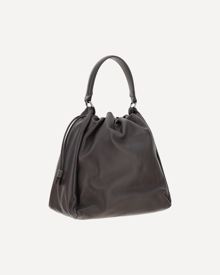 Brunello Cucinelli Leather Shoulder Bag, view 5