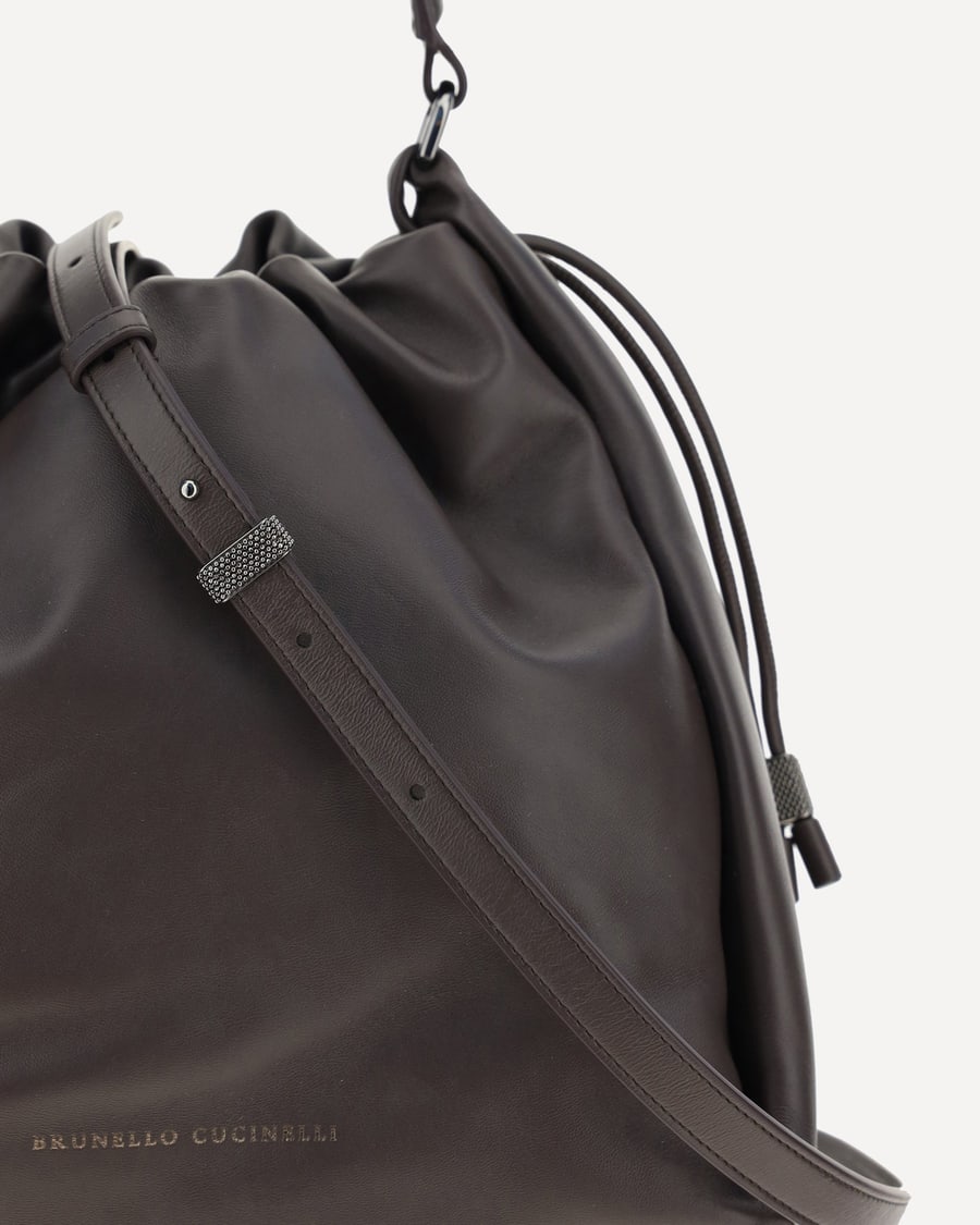 Brunello Cucinelli Leather Shoulder Bag, view 6