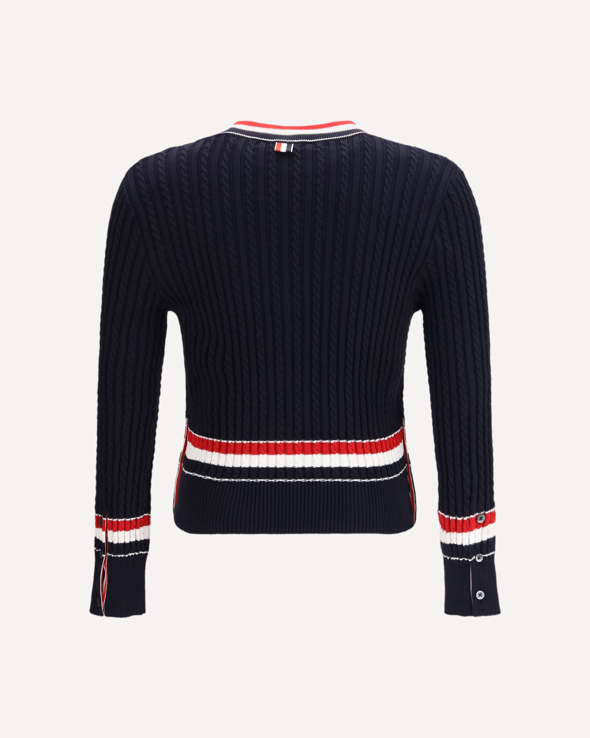 Thom Browne Intarsia cable-knit V-neck Sweater, view 2