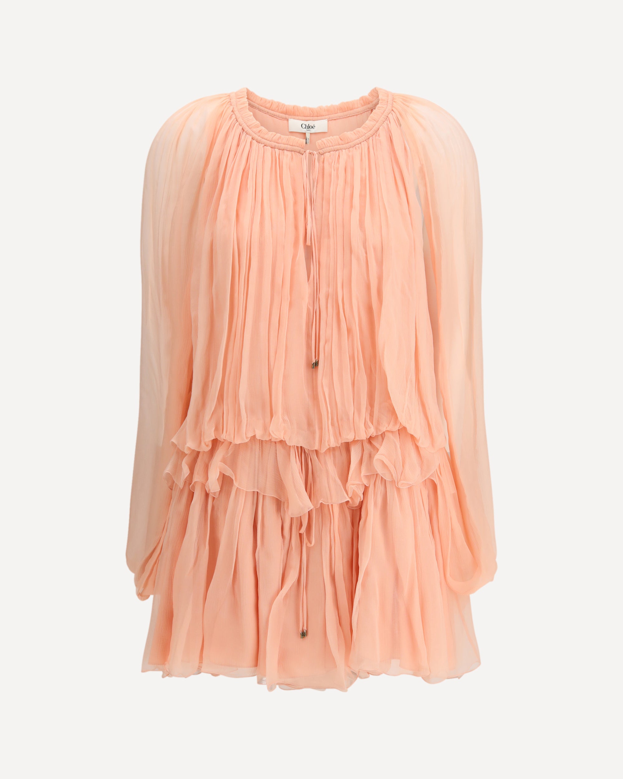 Chloé Mini Dress with cape in silk muslin