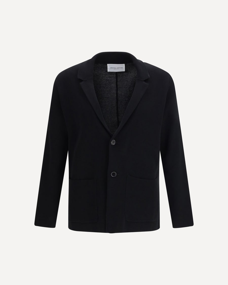 ROBERTO COLLINA Knit Jacket with lapels, view 3