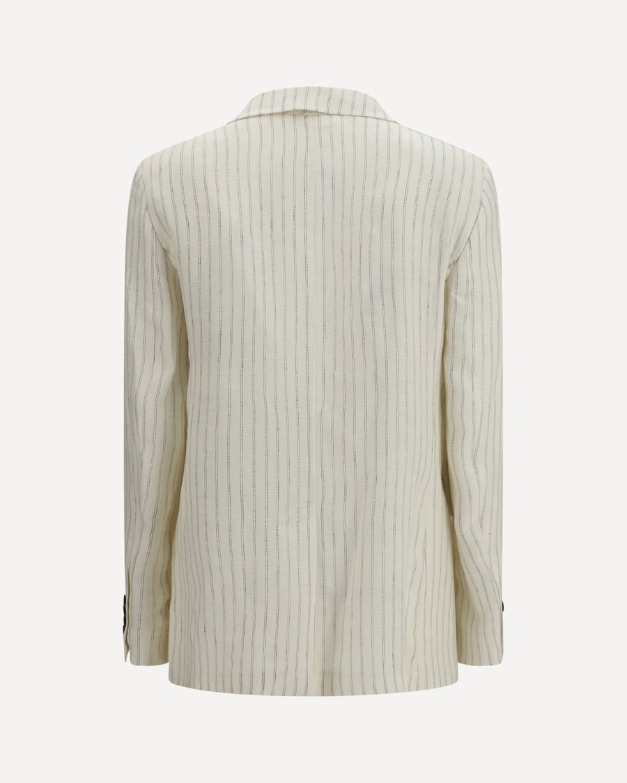 Max Mara Studio Single-Breasted pinstriped linen Blazer, view 4