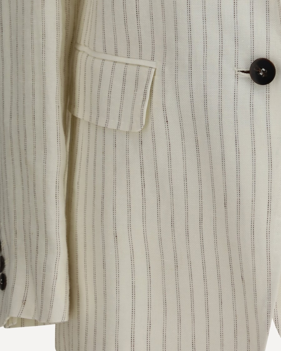 Max Mara Studio Single-Breasted pinstriped linen Blazer, view 5
