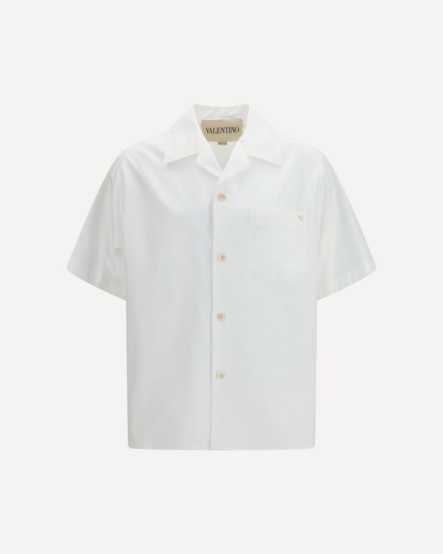 VALENTINO Cotton poplin bowling Shirt with VGold, view 3