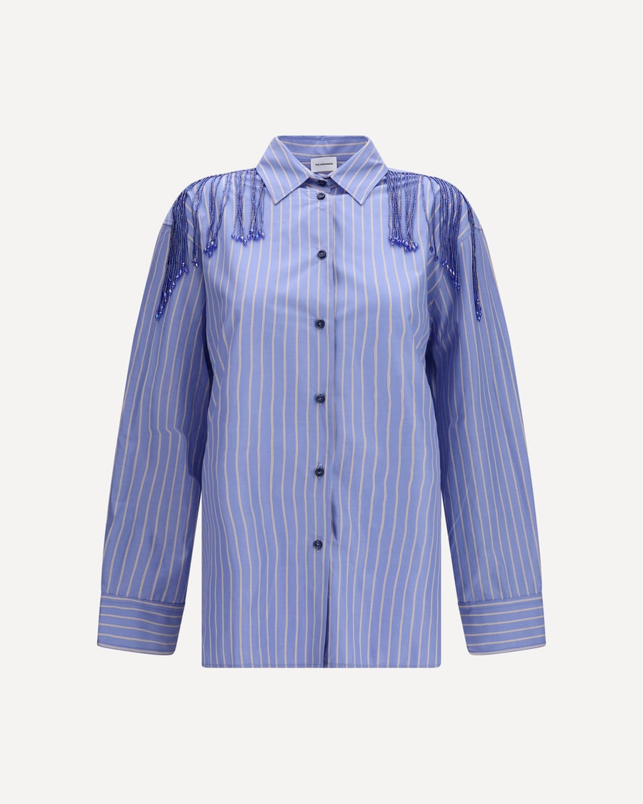 THE ANDAMANE Miley Fringed Oversized Shirt, view 3