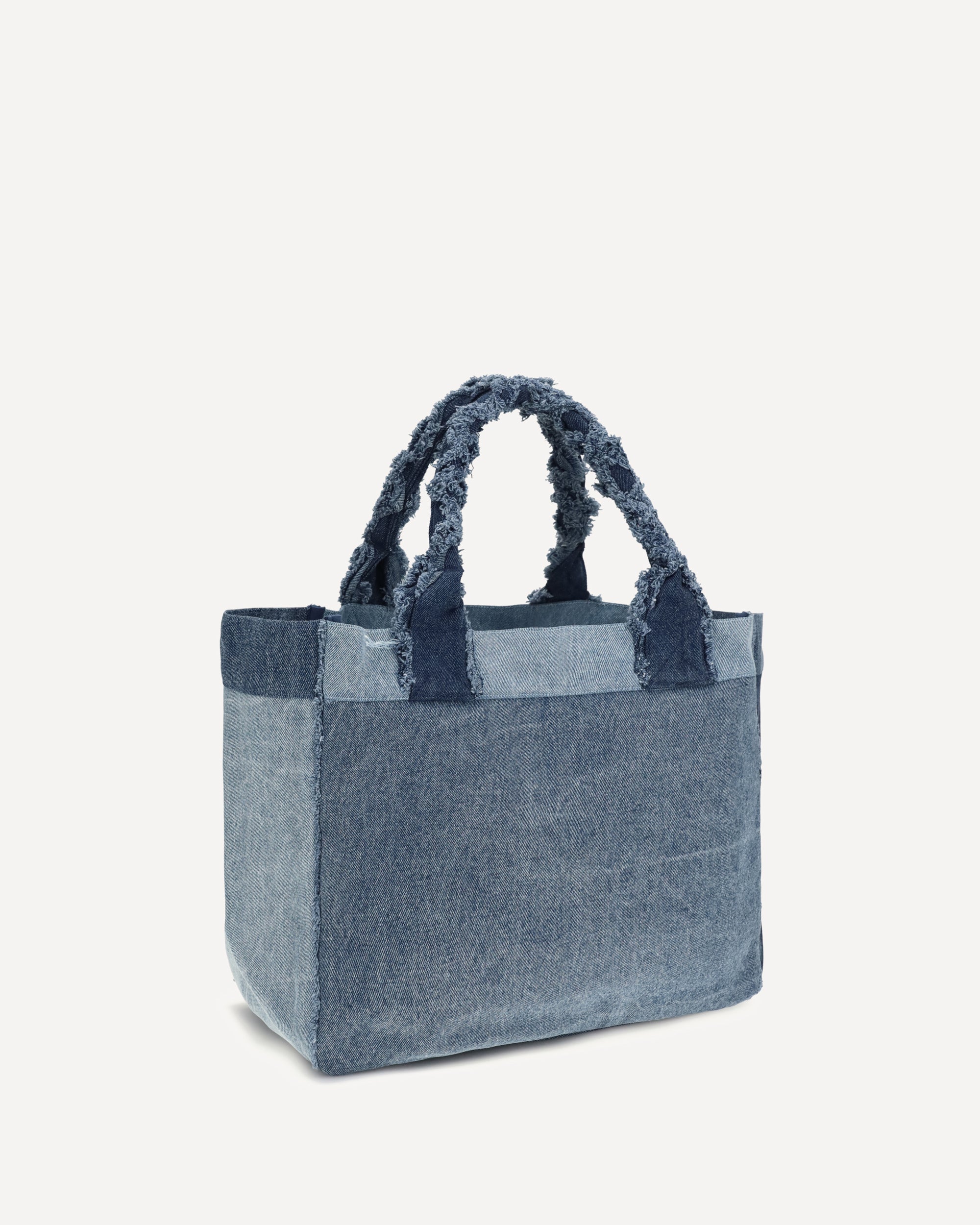 Ganni Medium trapeze denim Shopper, view 2
