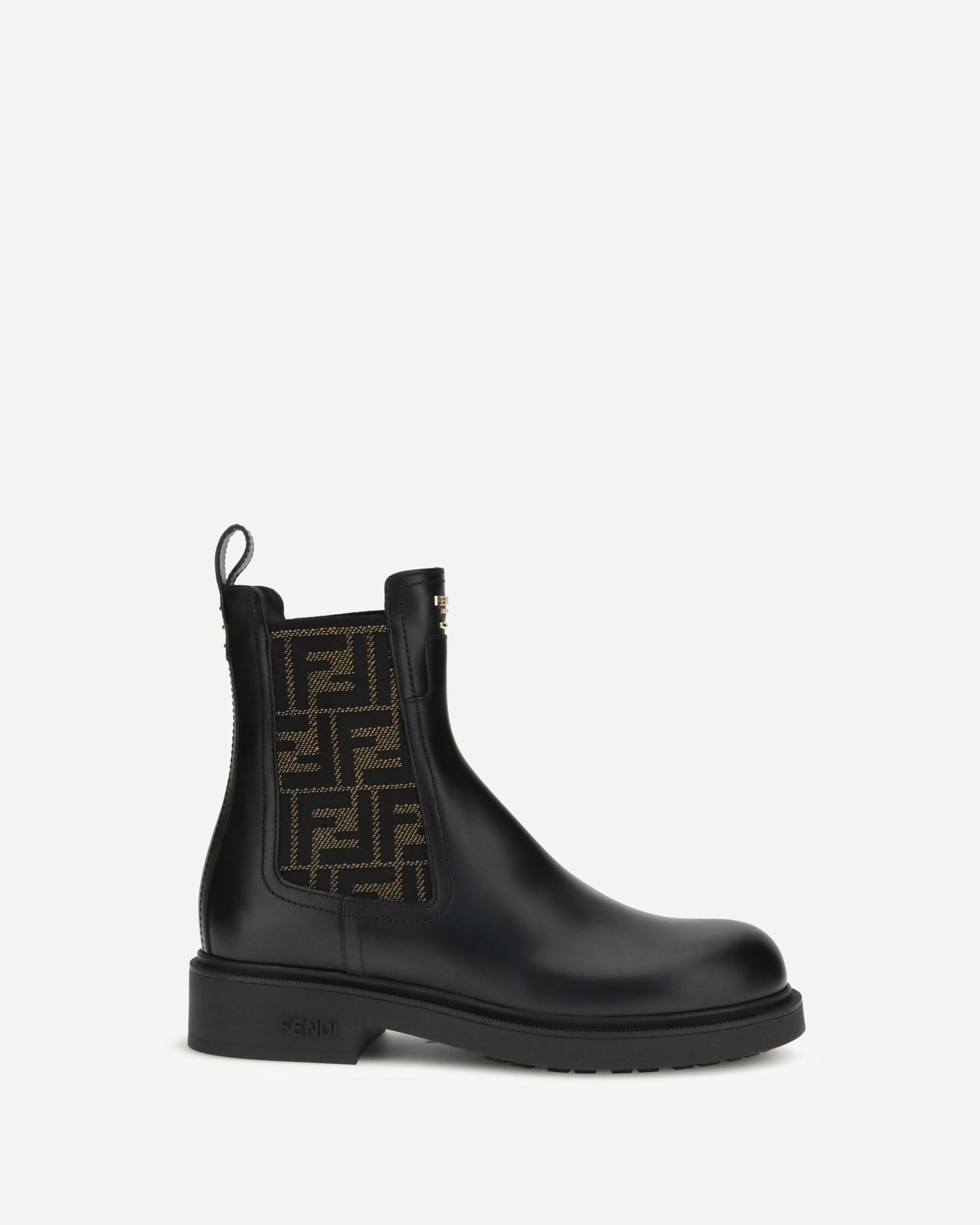 Fendi FF leather and fabric Ankle Boots