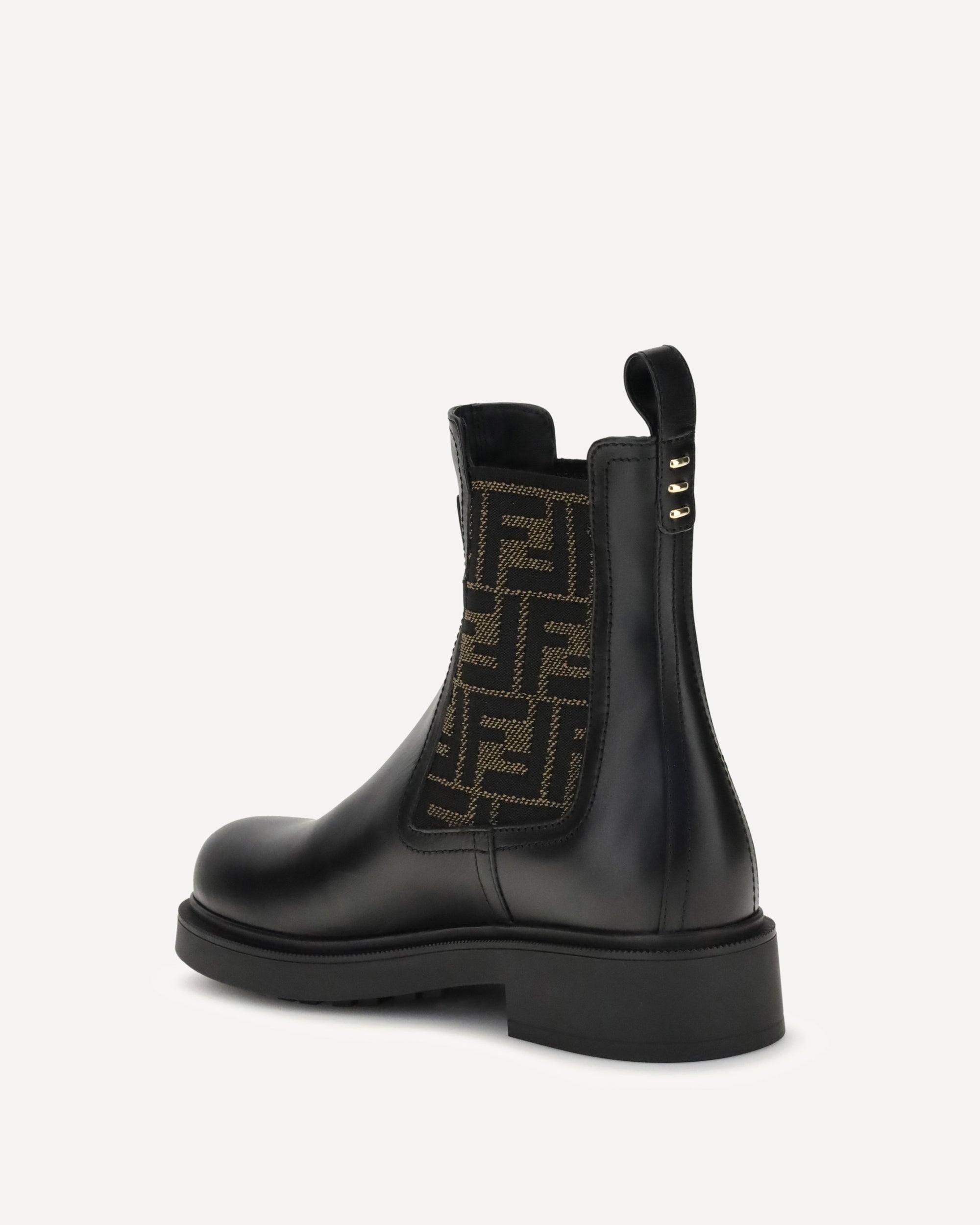 Fendi FF leather and fabric Ankle Boots, view 2