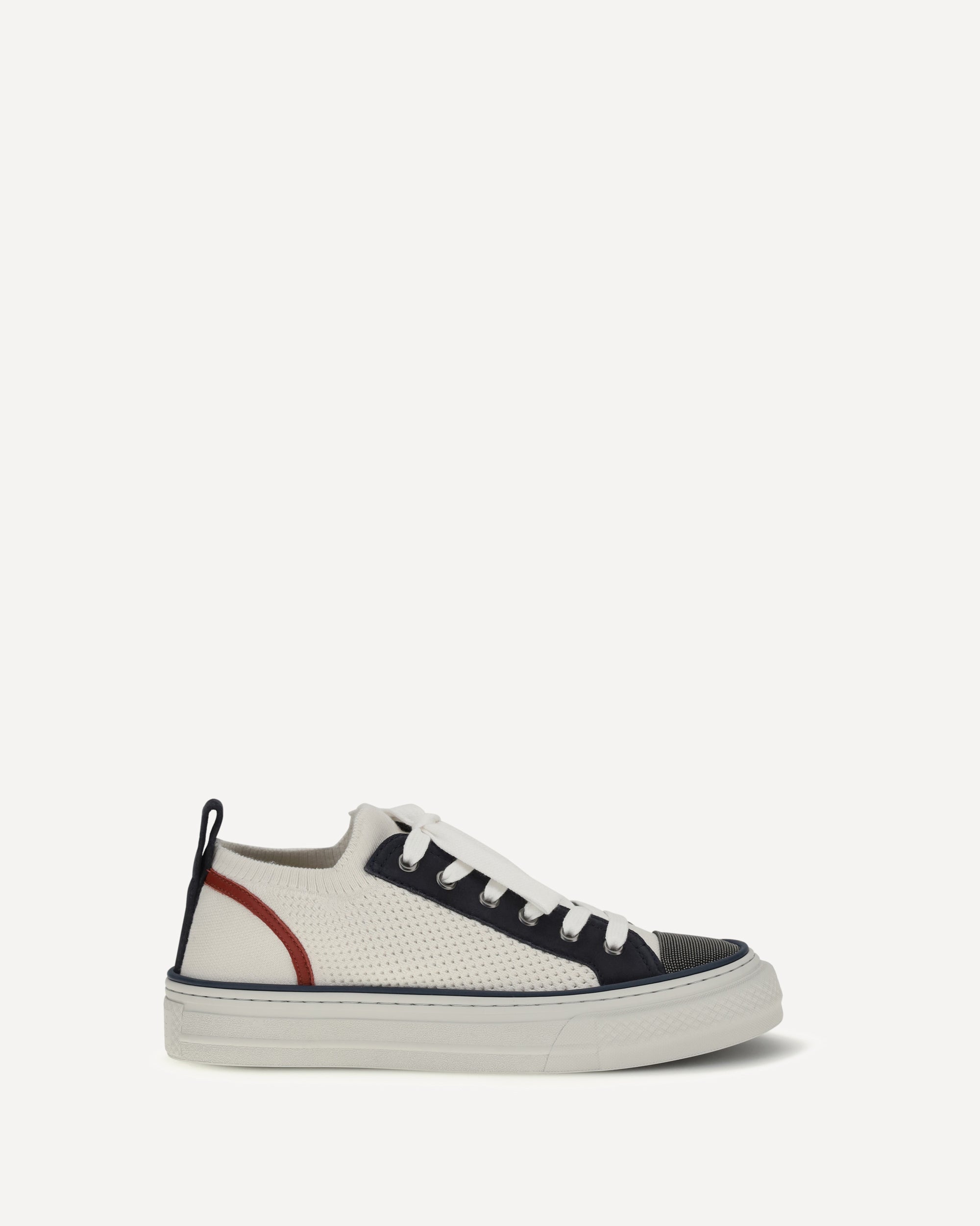Brunello Cucinelli Cotton knit and suede Sneakers with Precious Toe