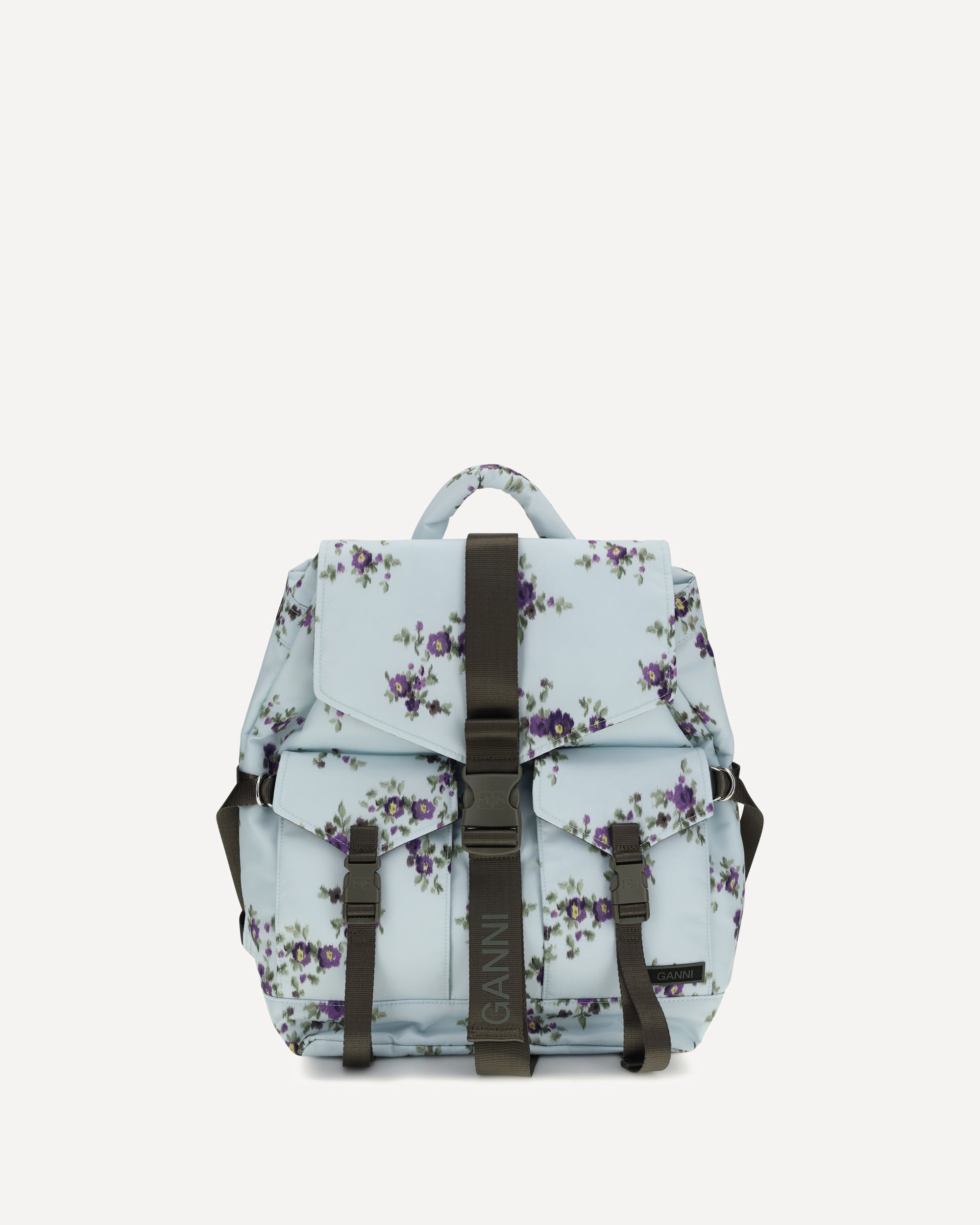 Ganni Re-tech Nylon Backpack with floral pattern