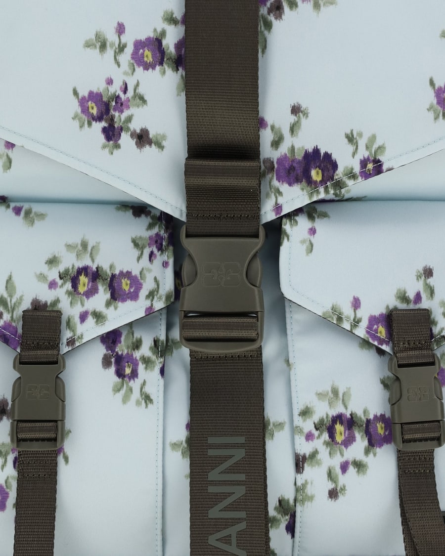 Ganni Re-tech Nylon Backpack with floral pattern, view 5