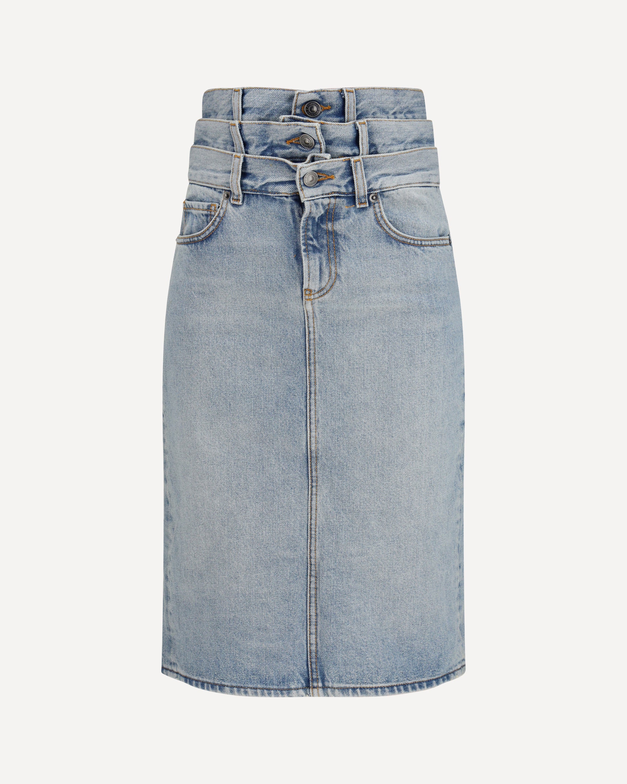 FIORUCCI Midi denim Skirt with triple layer