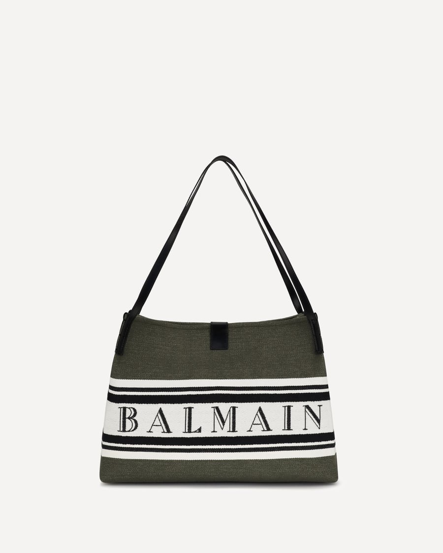Balmain Medium canvas and leather Release Tote