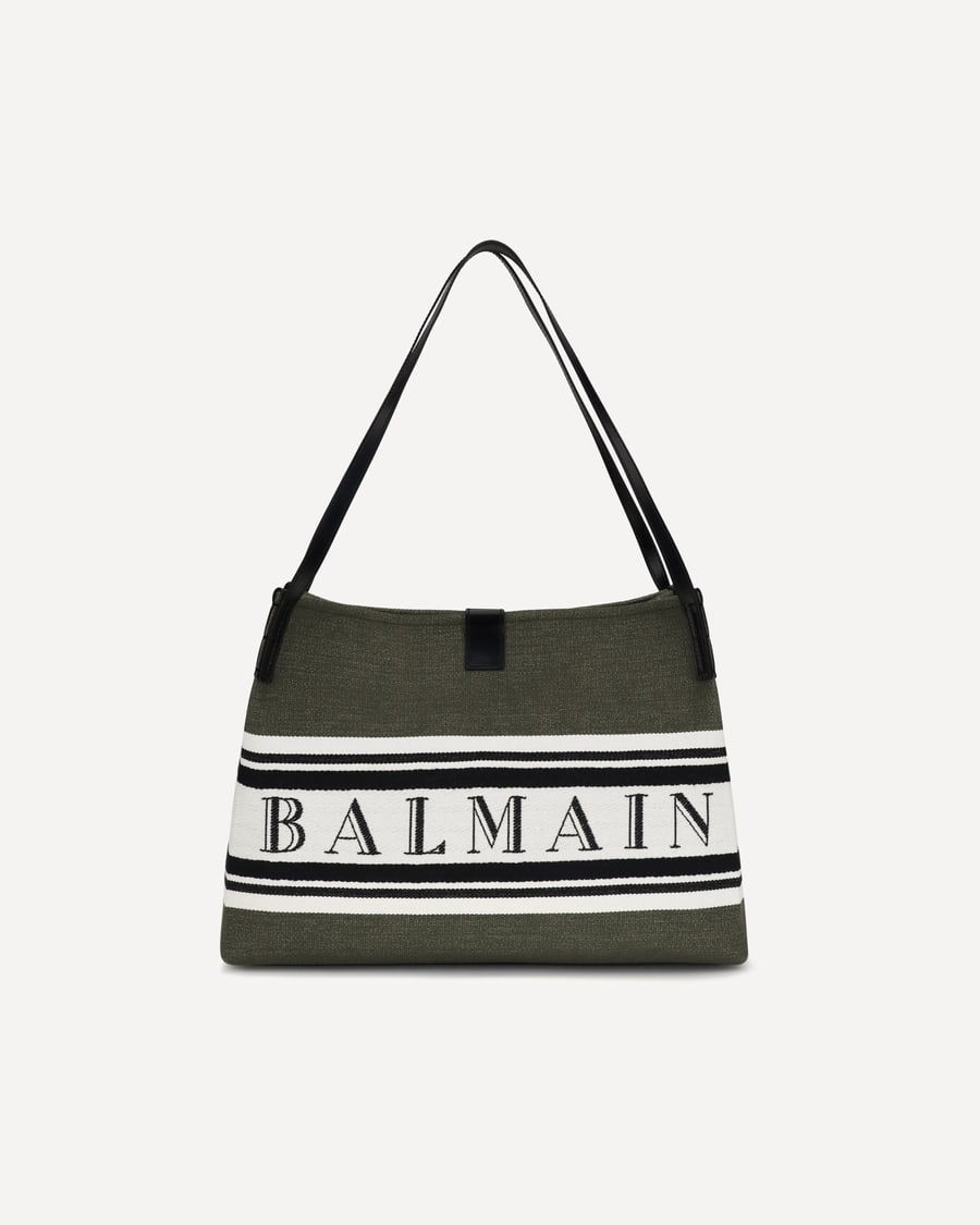 Balmain Medium canvas and leather Release Tote, view 3