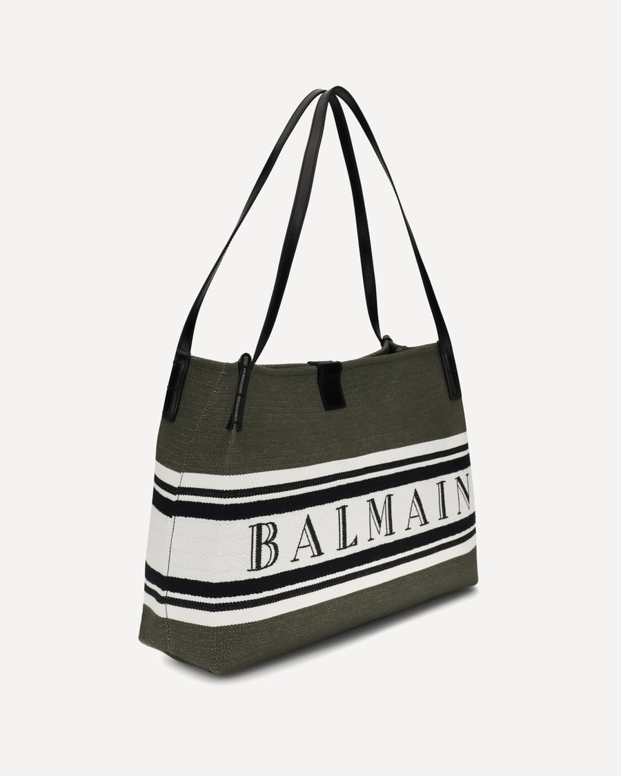 Balmain Medium canvas and leather Release Tote, view 4