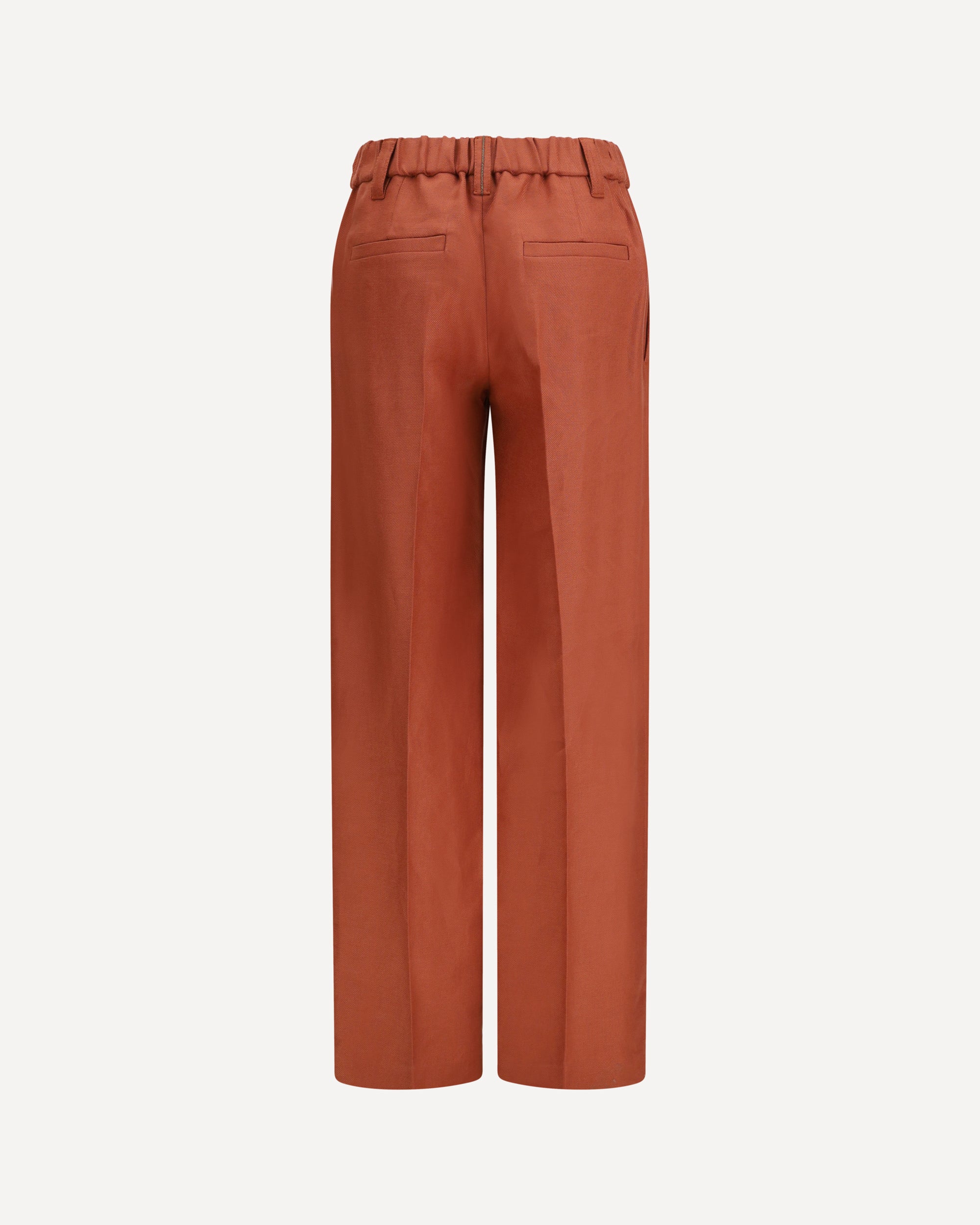 Brunello Cucinelli Wide-Leg Pants in linen with elastic waistband and belt loops, view 2