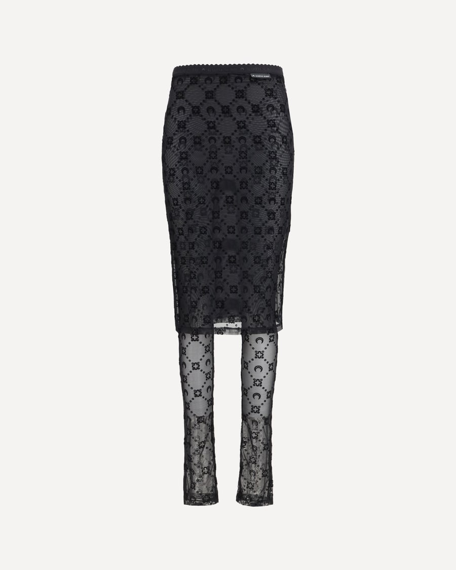 MARINE SERRE Moonogram Mesh Flock Pant-Skirt, view 3