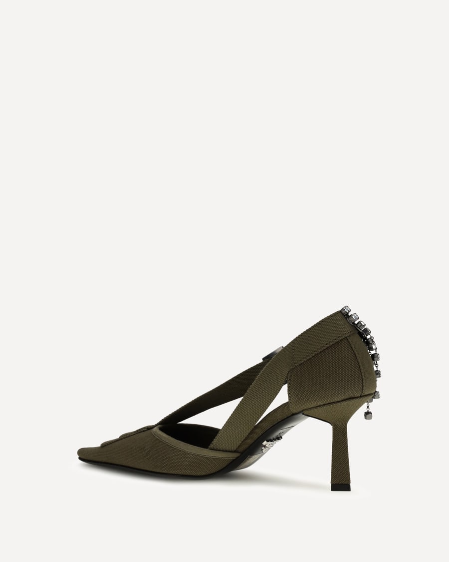 Prada Canvas Pumps with crystals, view 2