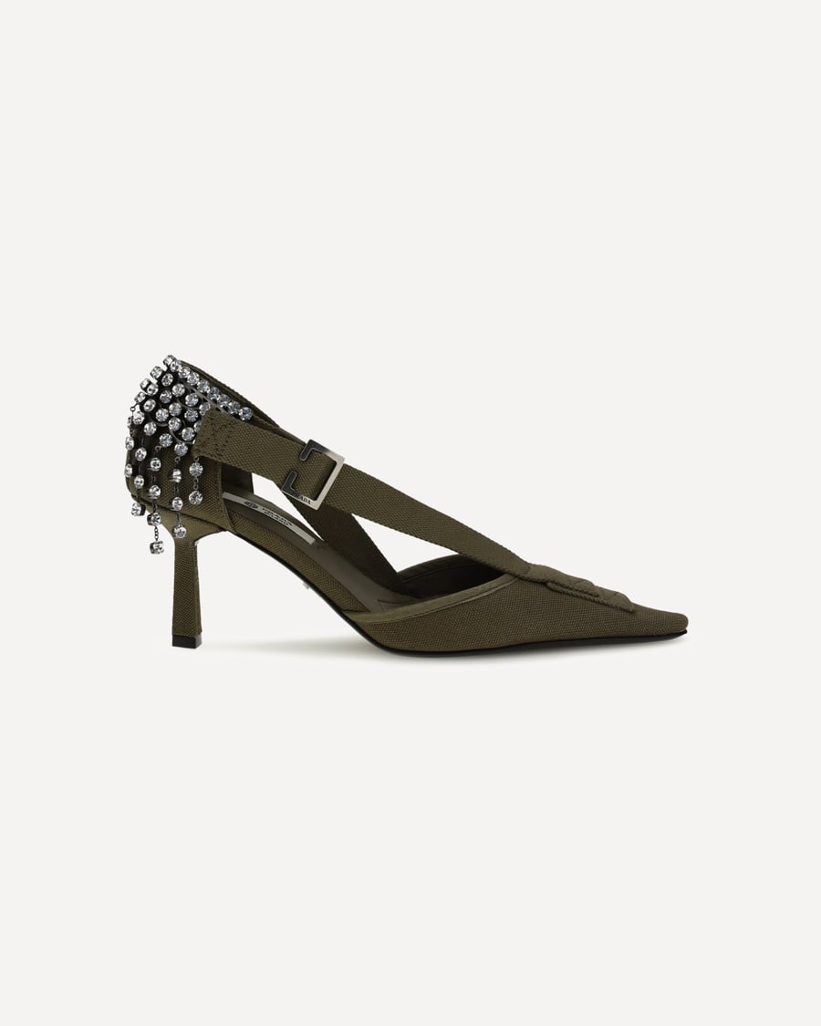 Prada Canvas Pumps with crystals, view 3