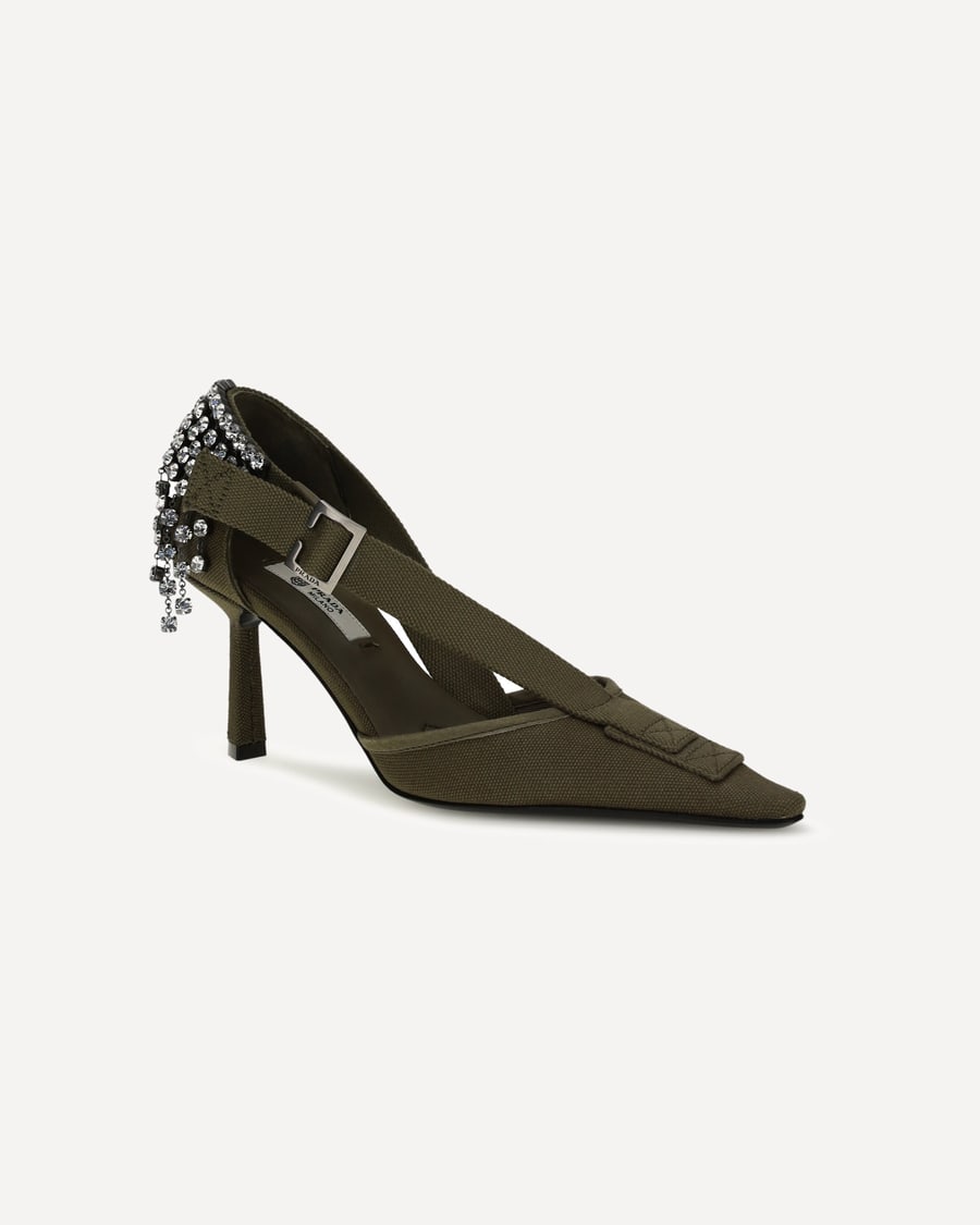 Prada Canvas Pumps with crystals, view 4