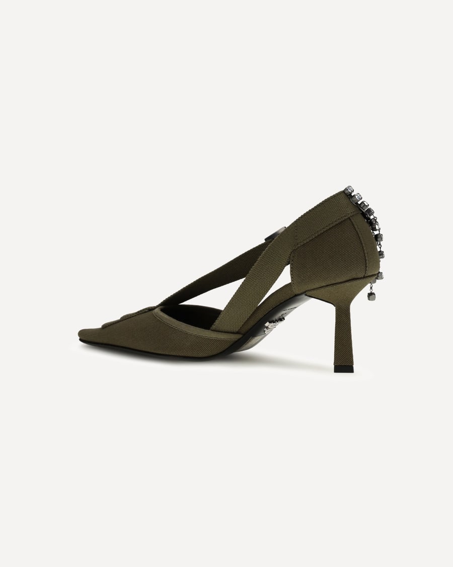 Prada Canvas Pumps with crystals, view 5