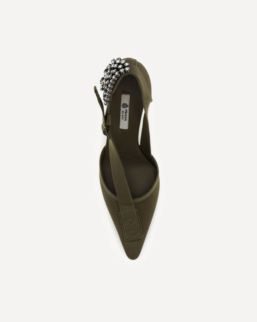 Prada Canvas Pumps with crystals, view 6