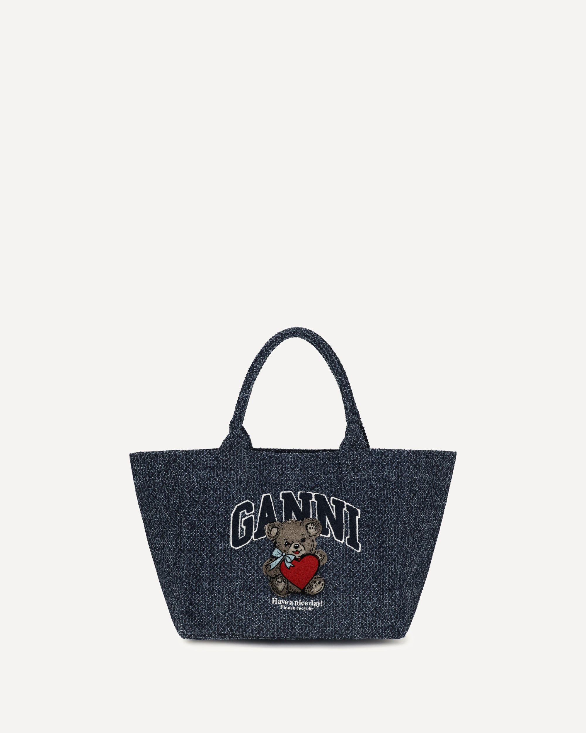 Ganni Medium denim Tote Bag with bear