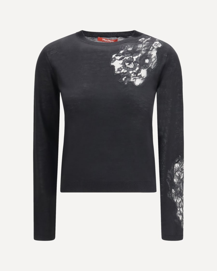 Max Mara Studio Wool Sweater with lace inserts