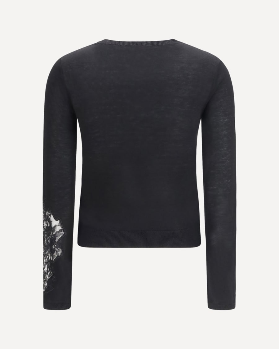 Max Mara Studio Wool Sweater with lace inserts, view 4