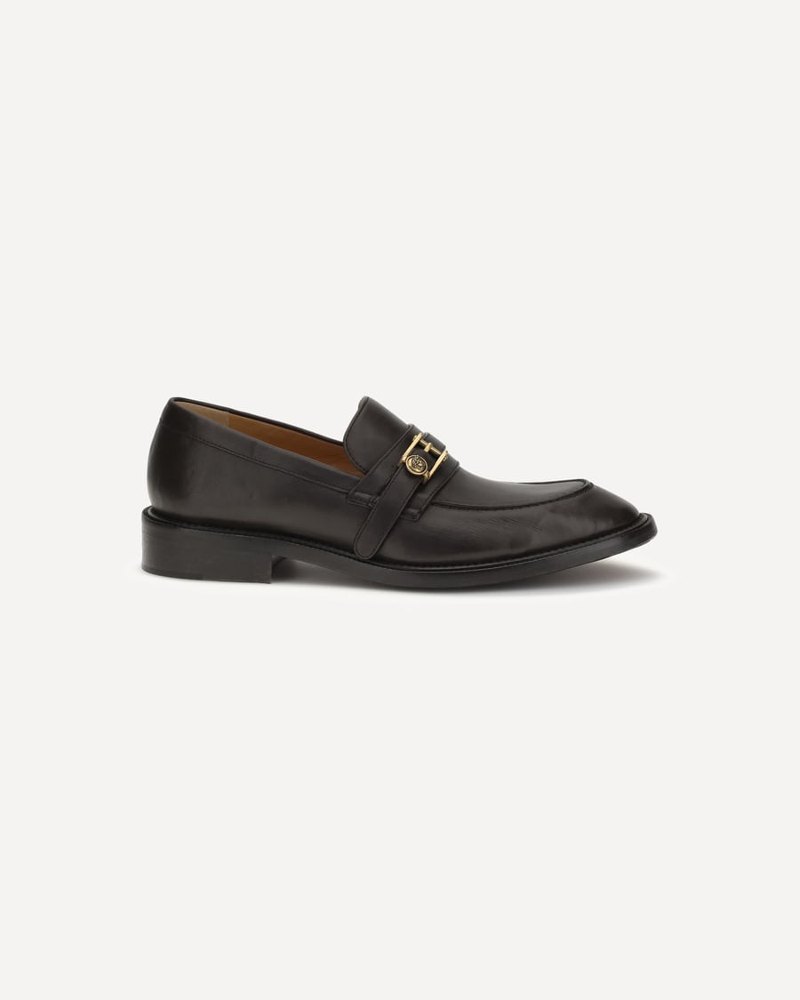 Versace Leather Loafers with Medusa accessory, view 3