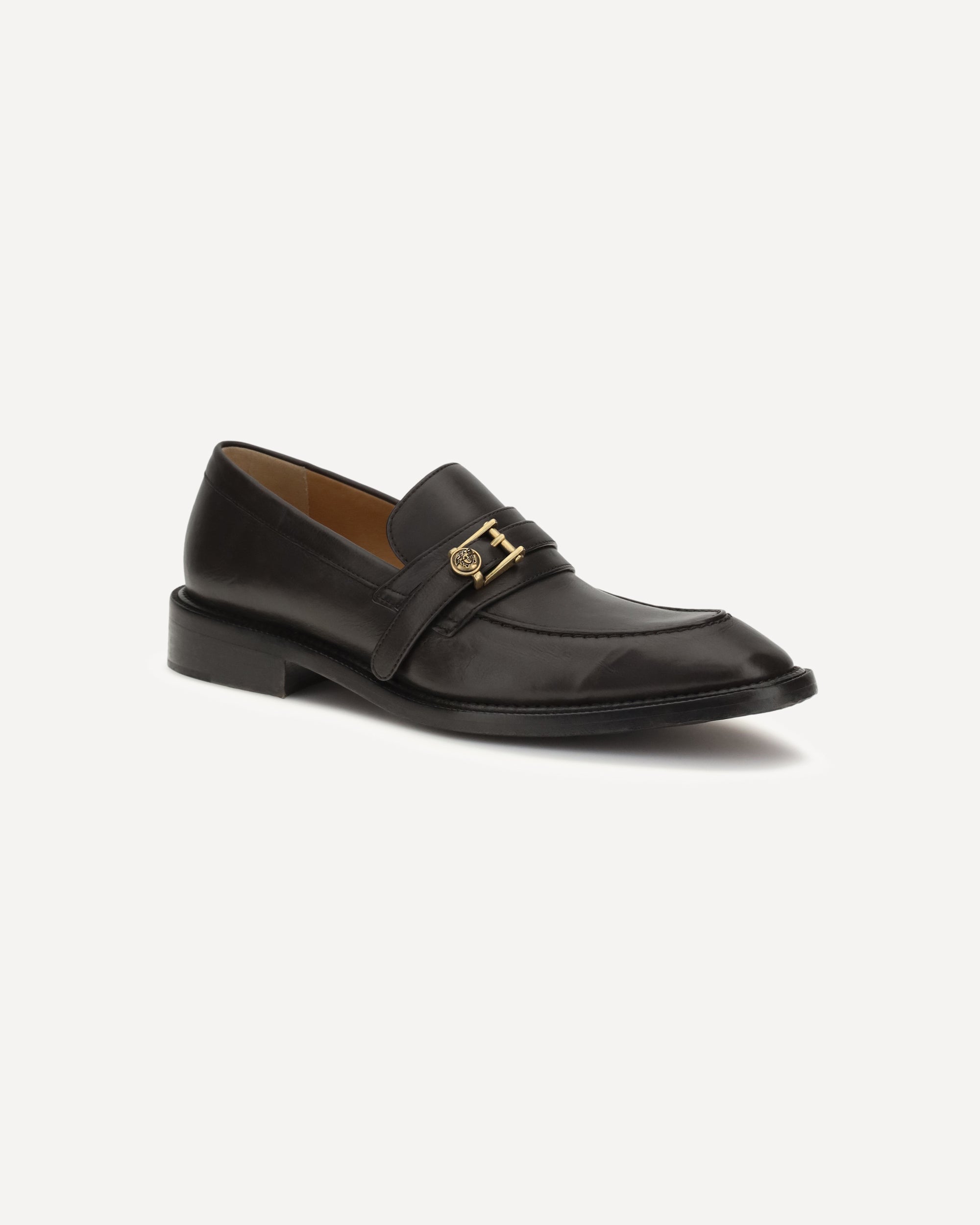 Versace Leather Loafers with Medusa accessory