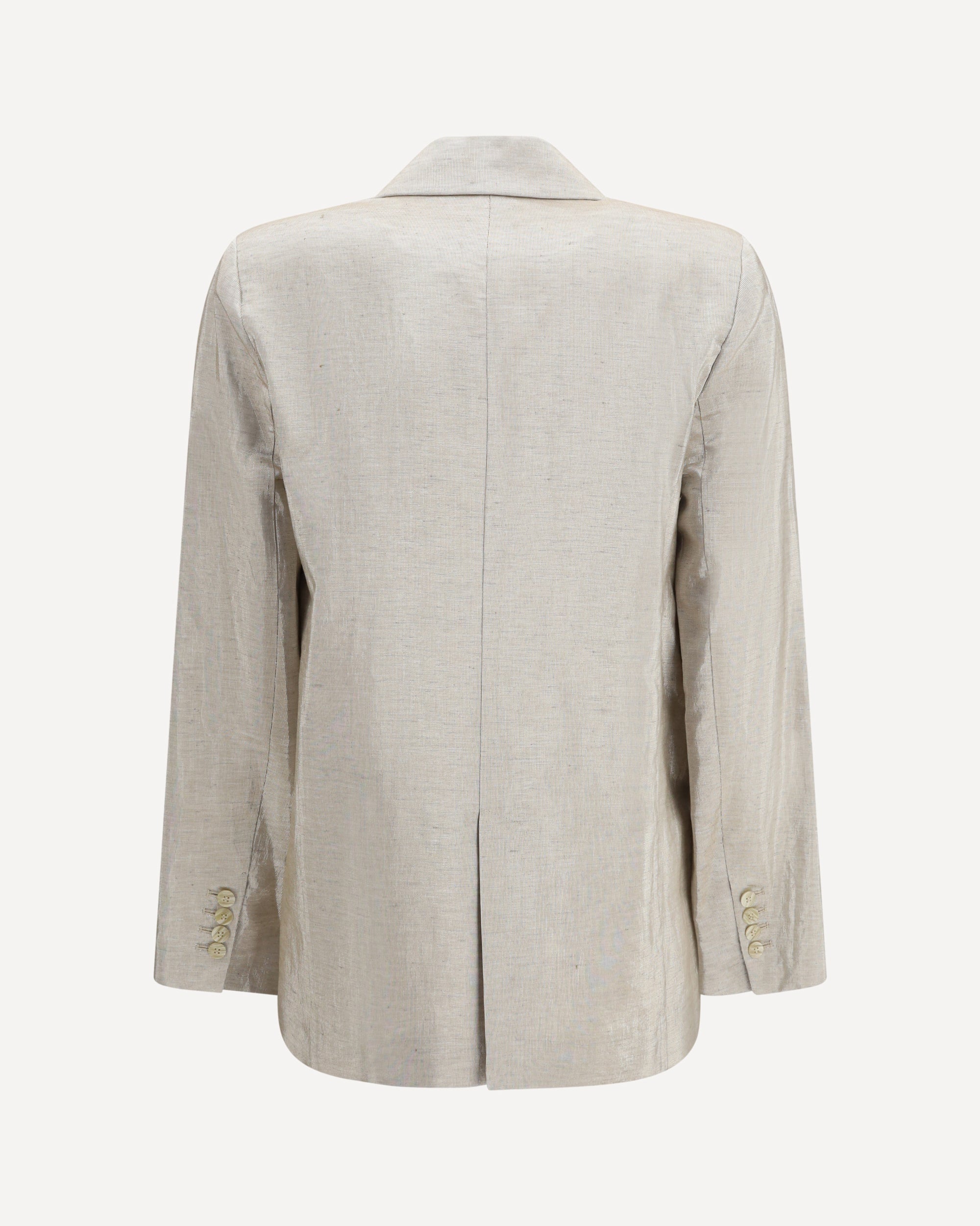 Forte_Forte Double-Breasted Jacket in linen and lurex with jewel buttons, view 2