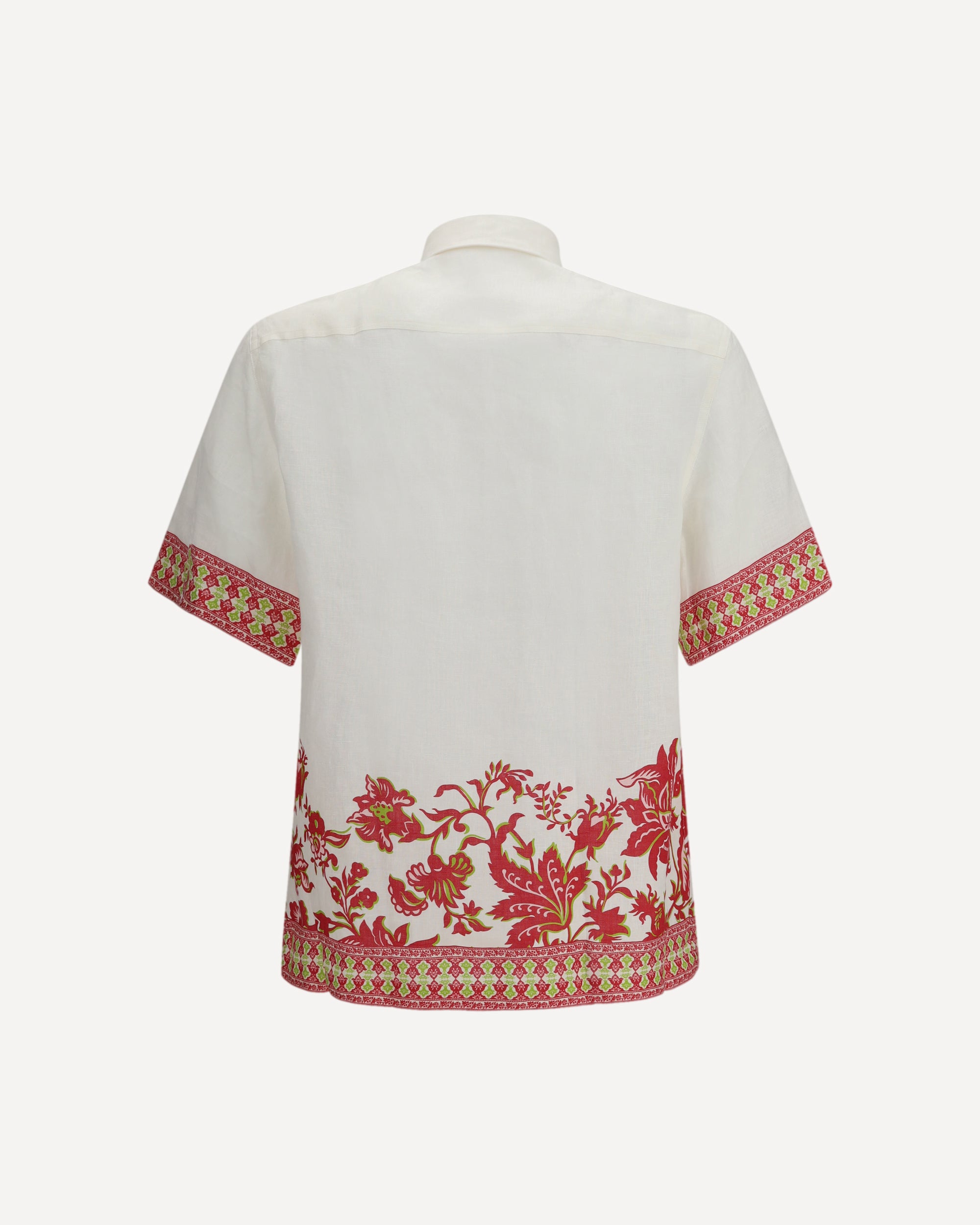 Etro Linen shirt with floral print and short sleeves, view 2