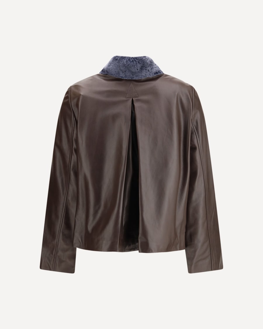 Marni Leather Jacket with a shearling collar, view 4