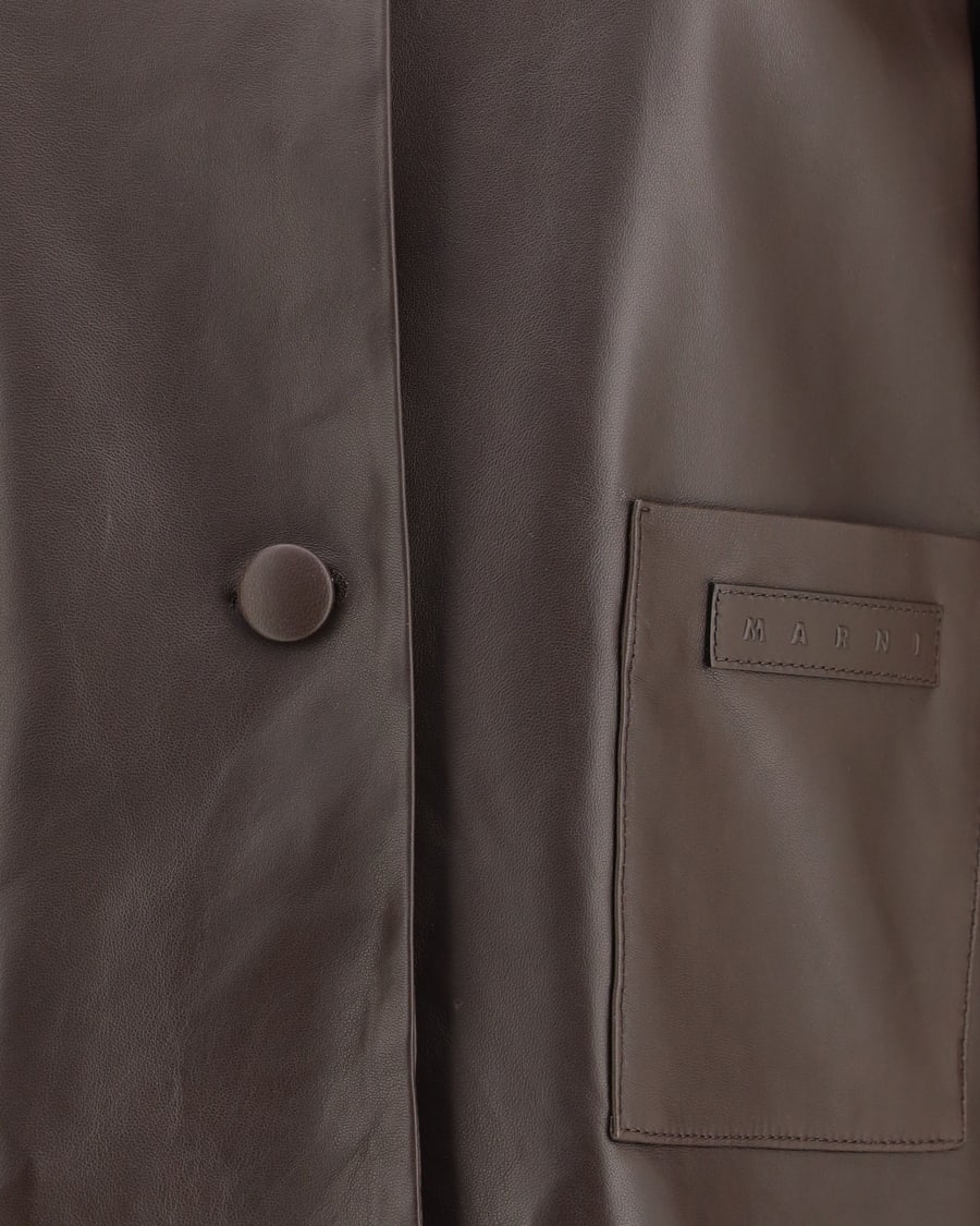 Marni Leather Jacket with a shearling collar, view 5