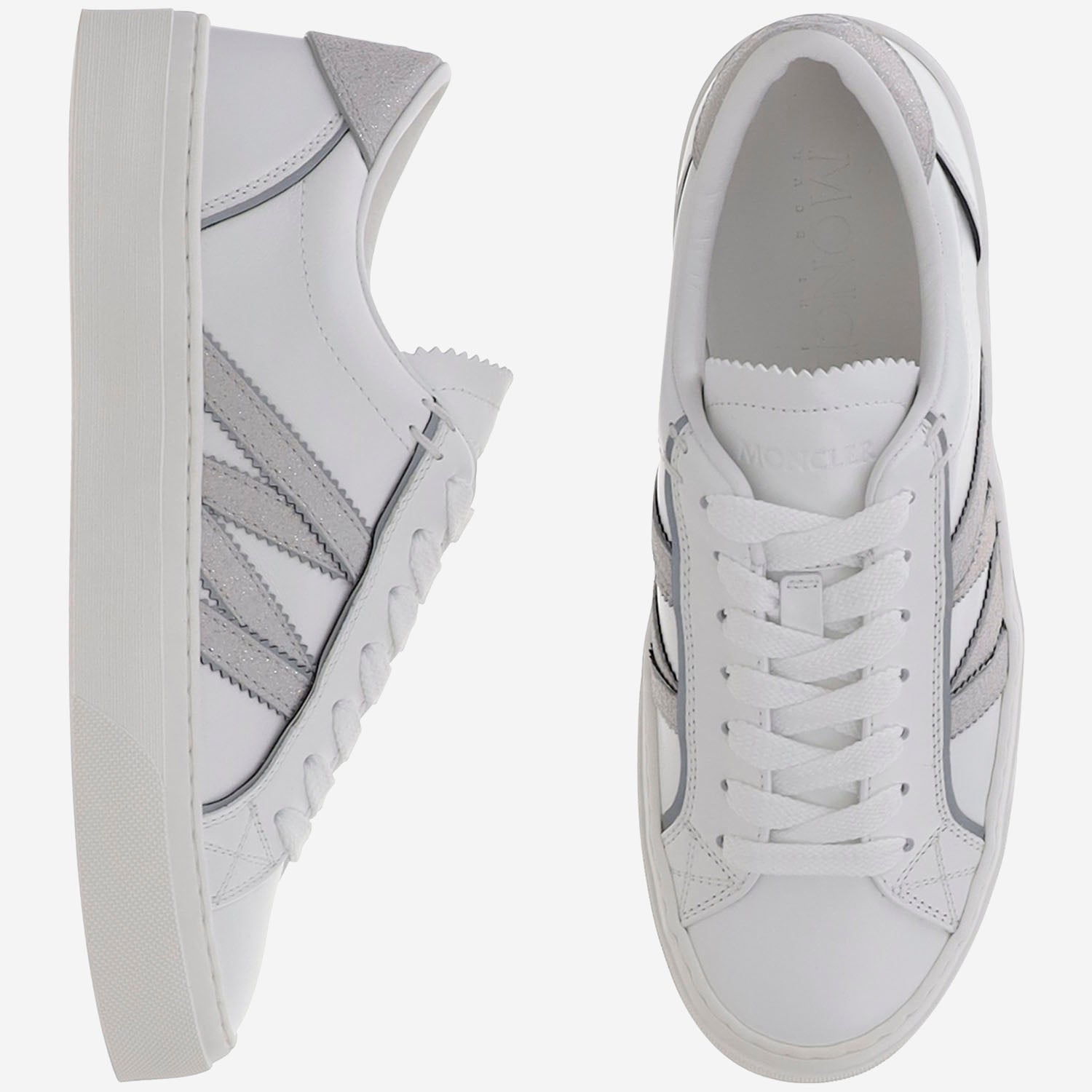 Moncler Sneakers Monaco2 in pelle e glitter, view 2