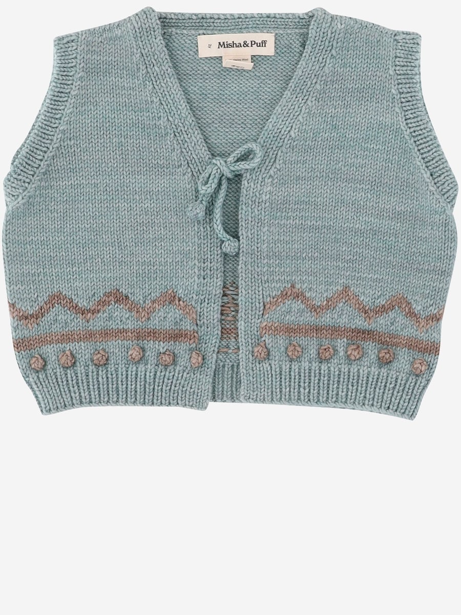 MISHA & PUFF KIDS GILET IN LANA MERINO CON MOTIVO GRAFICO