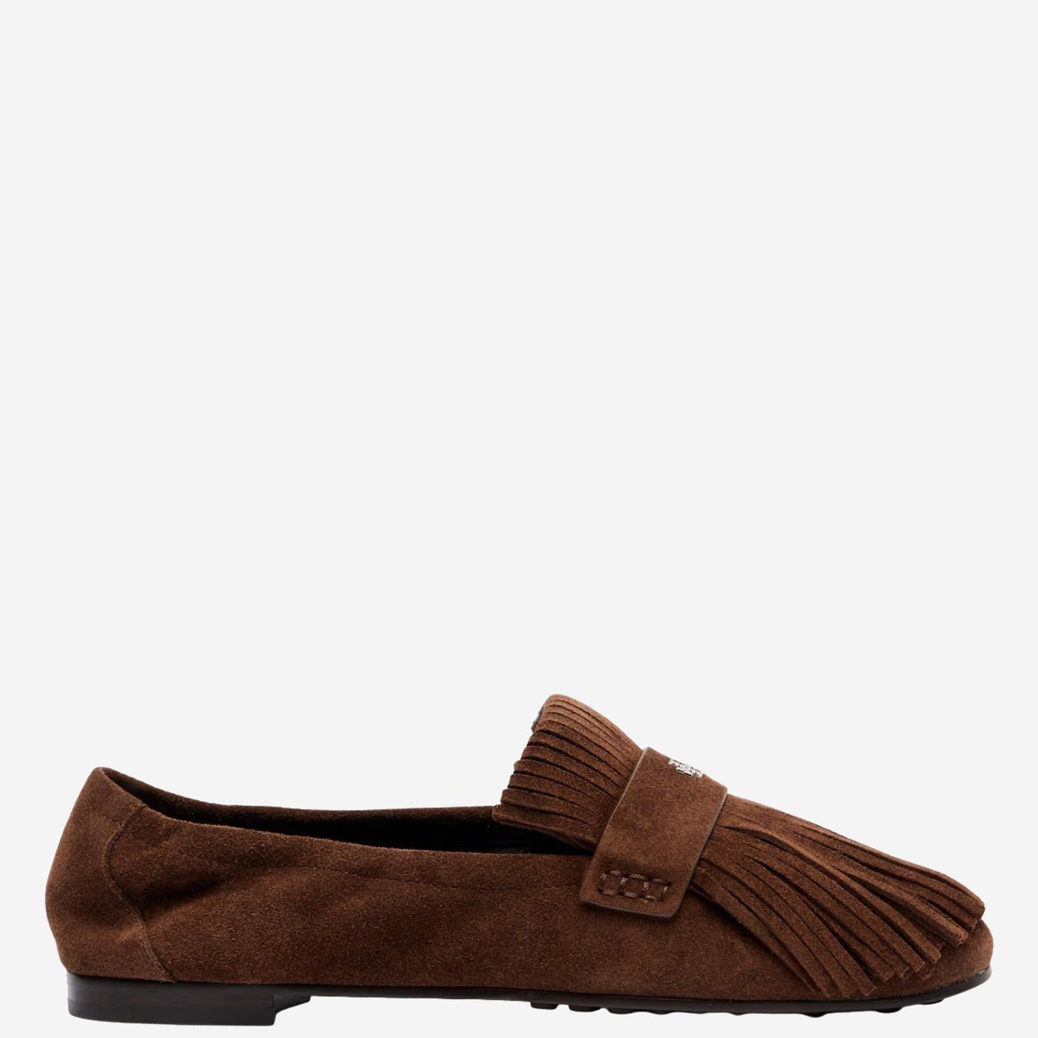 Tory Burch Mocassini ballerina in suede con frange decorative