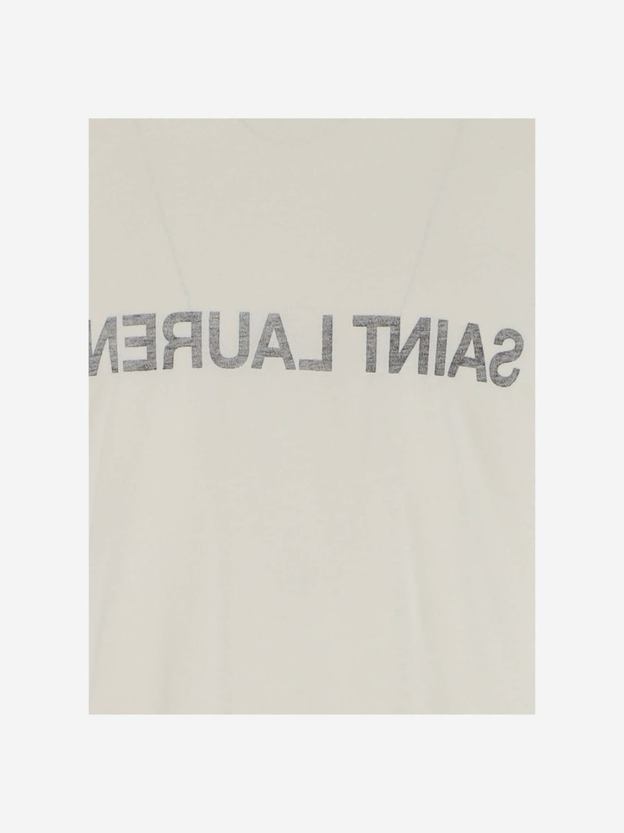 Saint Laurent T-SHIRT IN COTONE CON LOGO, view 3