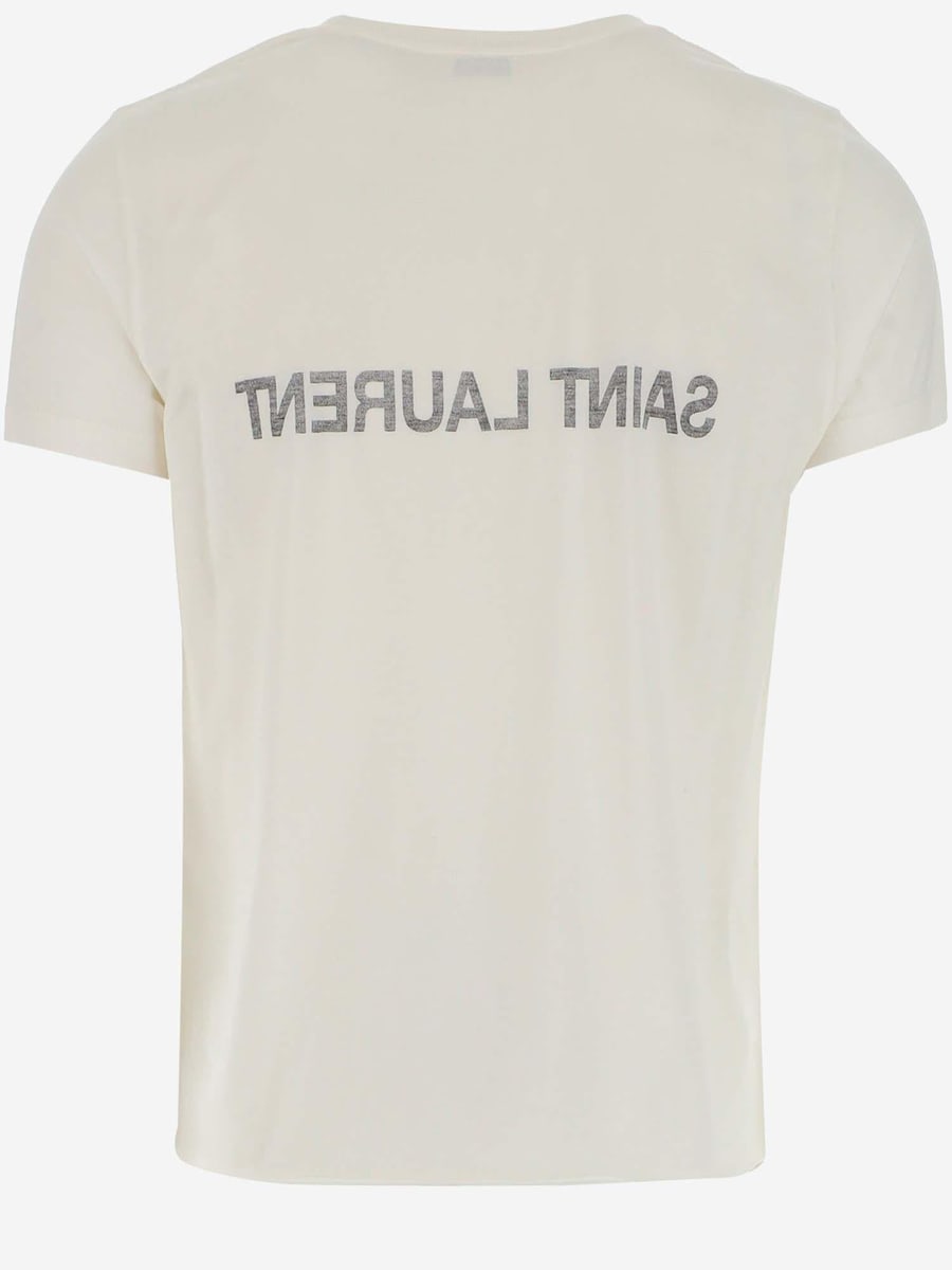 Saint Laurent T-SHIRT IN COTONE CON LOGO, view 5